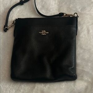 Coach Black Leather Crossbody Bag with Gold Details